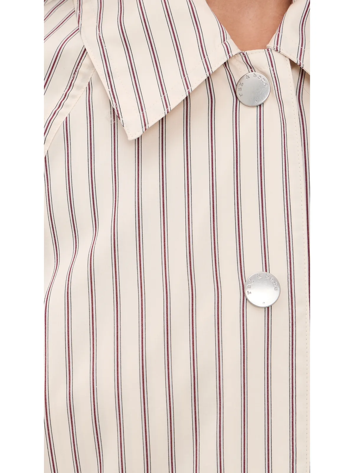 rag & bone ゲイル ストライプ柄 クロップド トレンチ レッドストライプ - 画像6