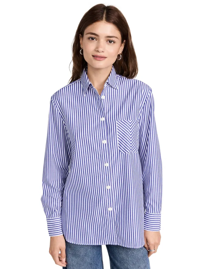 Rag & Bone rag & bone ICON Maxine ボタンダウンシャツ ブルーストライプ Mの商品画像