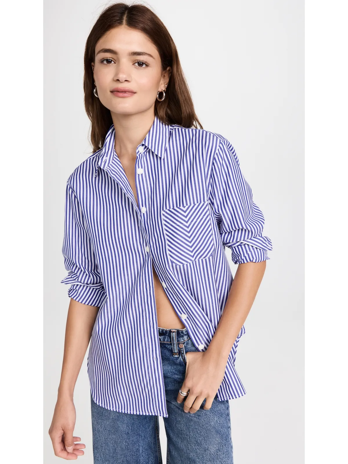 rag & bone ICON Maxine ボタンダウンシャツ ブルーストライプ M - 画像2