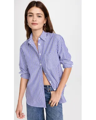 rag & bone ICON Maxine ボタンダウンシャツ ブルーストライプ M - サムネイル2