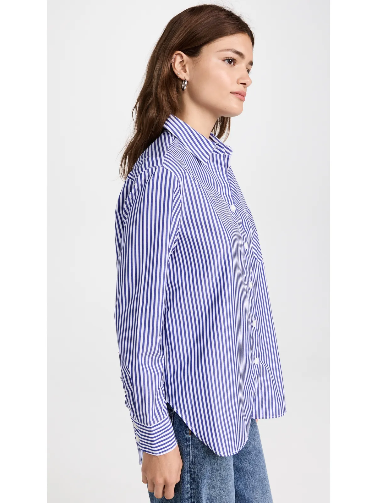 rag & bone ICON Maxine ボタンダウンシャツ ブルーストライプ M - 画像4