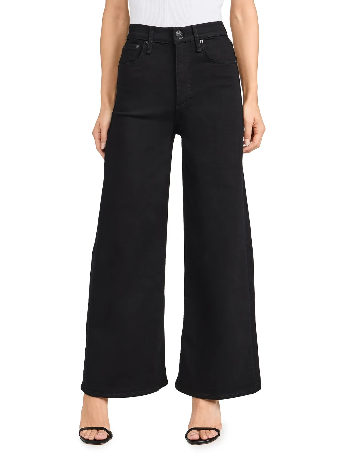rag & bone フレキシ ソフィー ハイライズ アンクルワイドジーンズ ブラック - 画像1