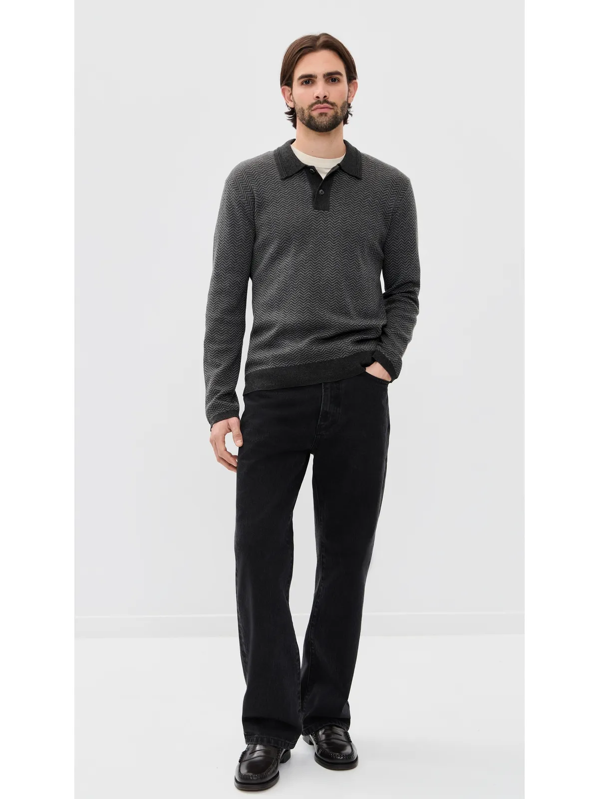 RAILS Herrington Polo Charcoal Herringbone Melange M - 画像5