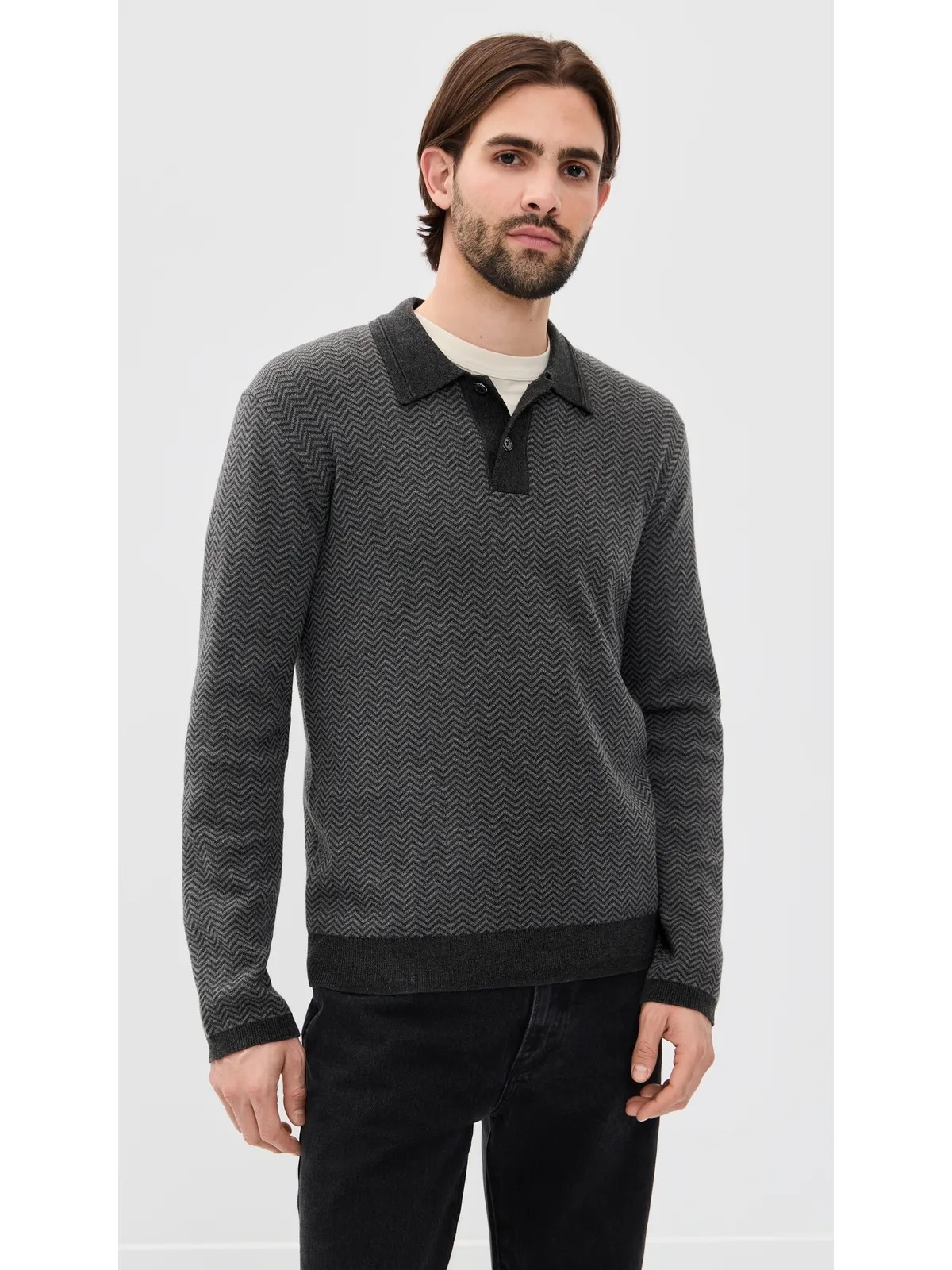 RAILS Herrington Polo Charcoal Herringbone Melange M - 画像2