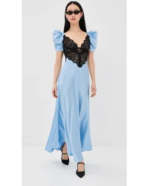 Rodarte ブルー シルクサテン ショートスリーブ ドレス - サムネイル2