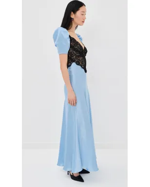 Rodarte ブルー シルクサテン ショートスリーブ ドレス - サムネイル4