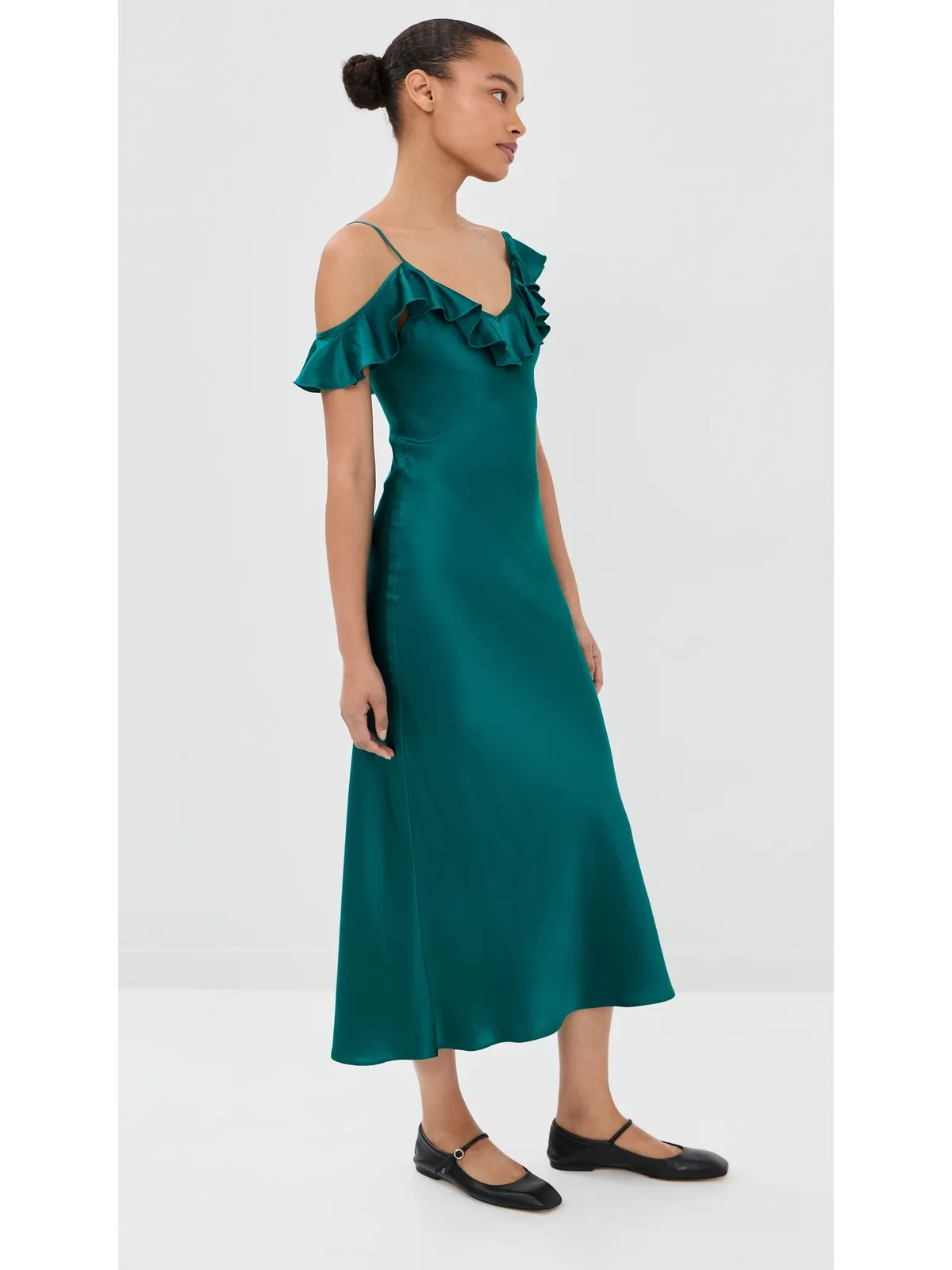 Rodarte シルクサテン ラッフル バイアス スリップドレス - 画像4