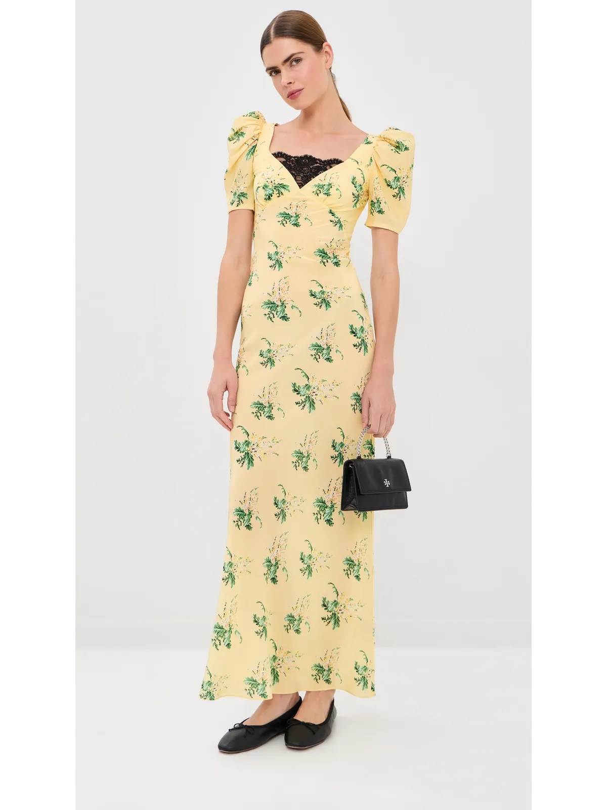 Rodarte イエロー ブーケ フローラル シルク クレープ ドレス - 画像5