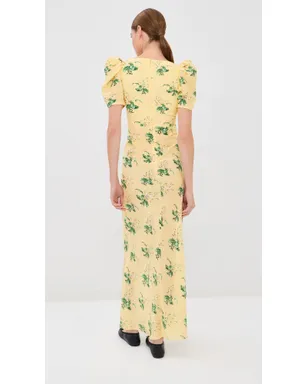 Rodarte イエロー ブーケ フローラル シルク クレープ ドレス - サムネイル3