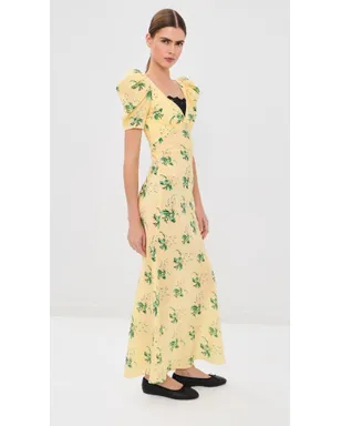 Rodarte イエロー ブーケ フローラル シルク クレープ ドレス - サムネイル4