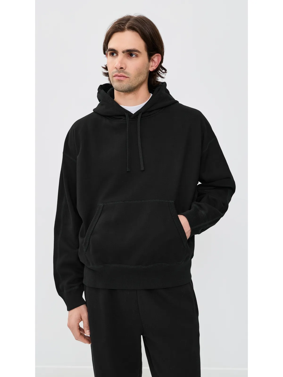 Reigning Champ リラックスド テリー フーディー ブラック - 画像2