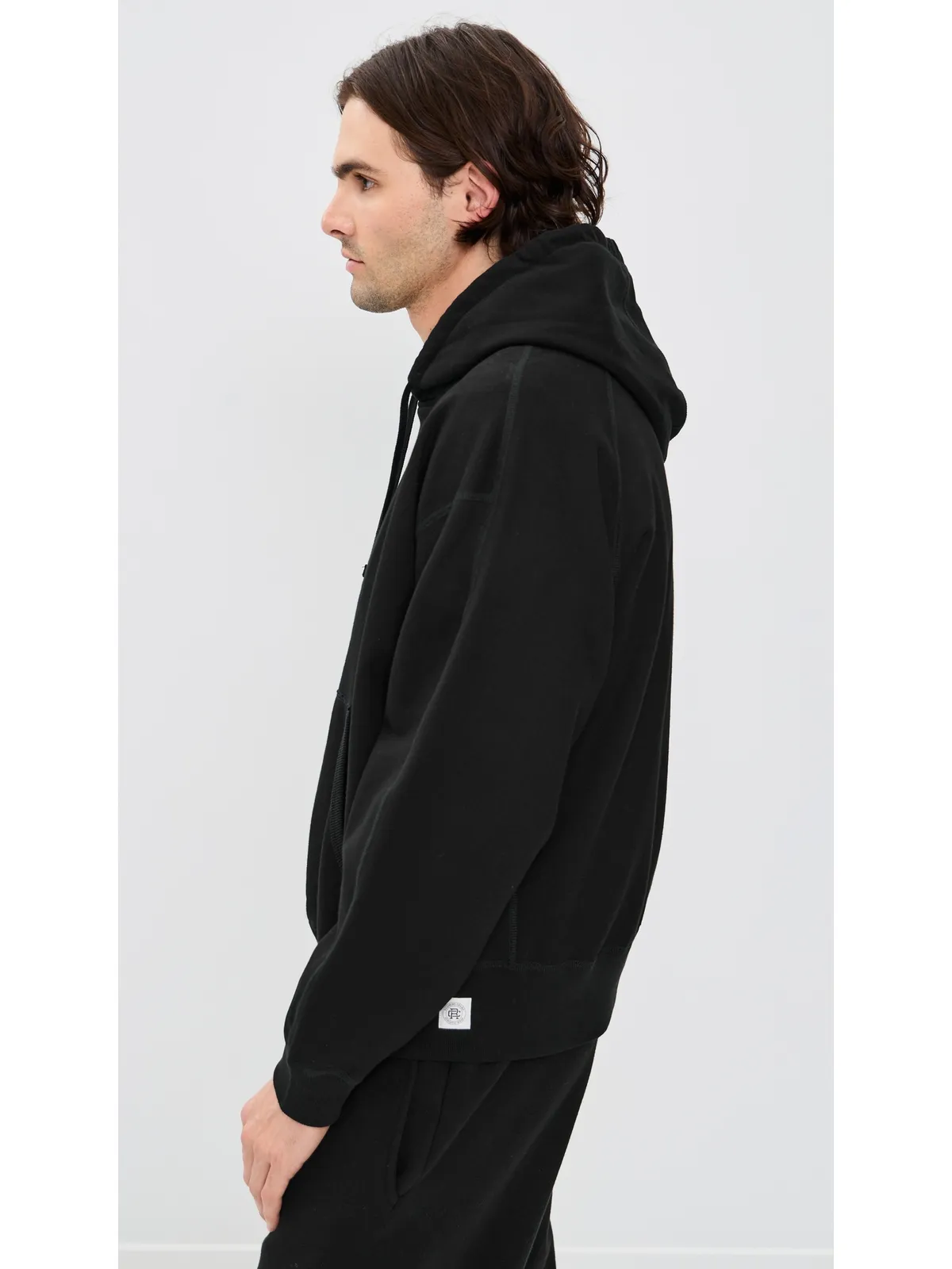 Reigning Champ リラックスド テリー フーディー ブラック - 画像4
