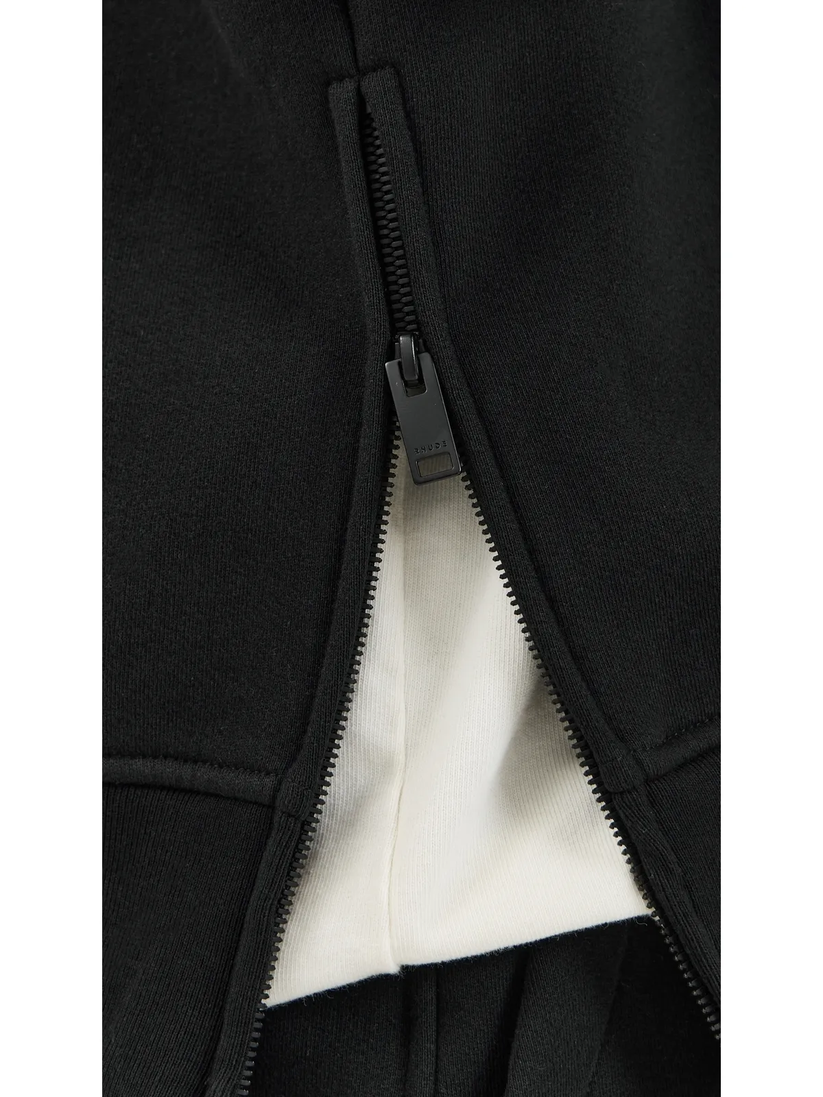Rhude クラスique サイドジップ プルオーバー フーディー ブラック/ホワイト - 画像6