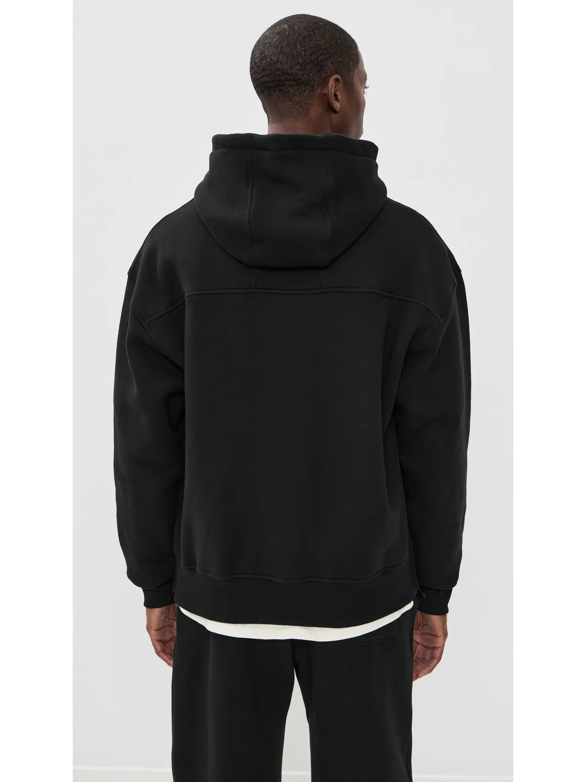 Rhude クラスique サイドジップ プルオーバー フーディー ブラック/ホワイト - 画像3