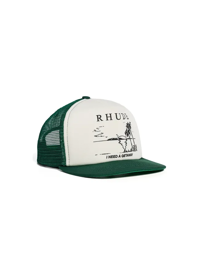 Rhude Rhude I Need A Getaway トラッカーハット グリーン／ホワイトの商品画像
