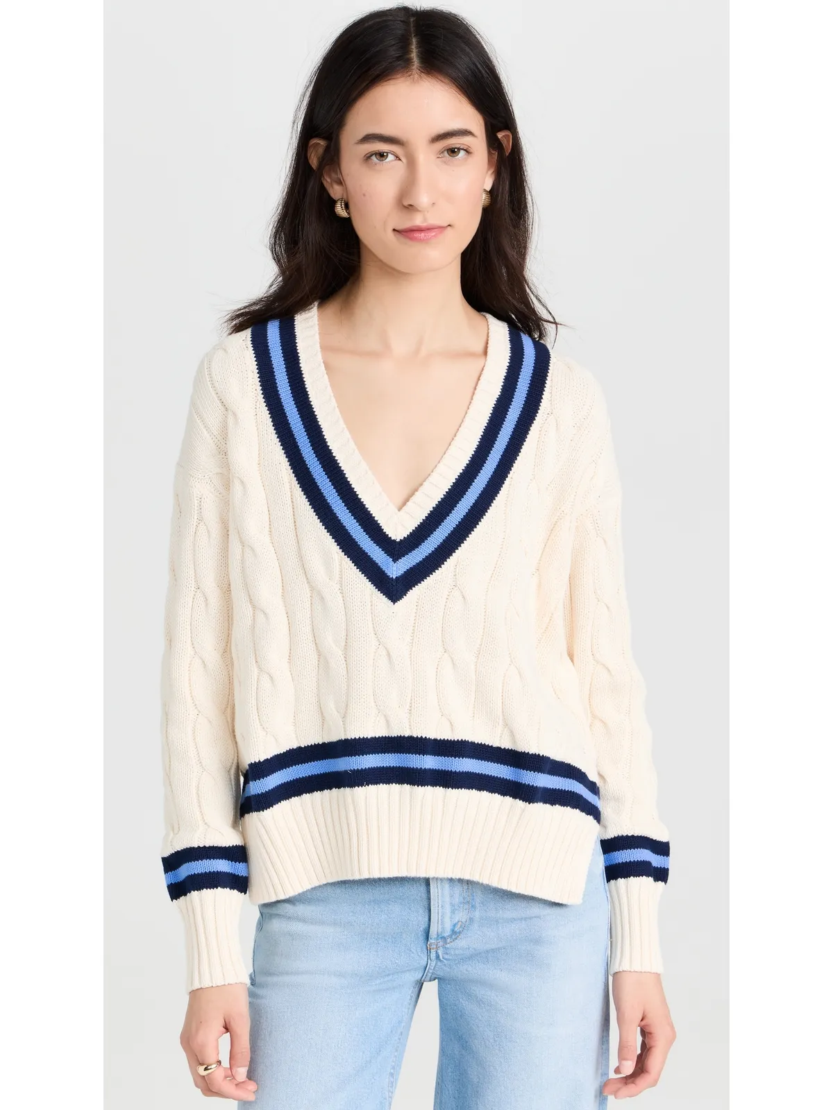 Polo Ralph Lauren ケーブルニット コットン クリケットセーター クリーム色 M - 画像2