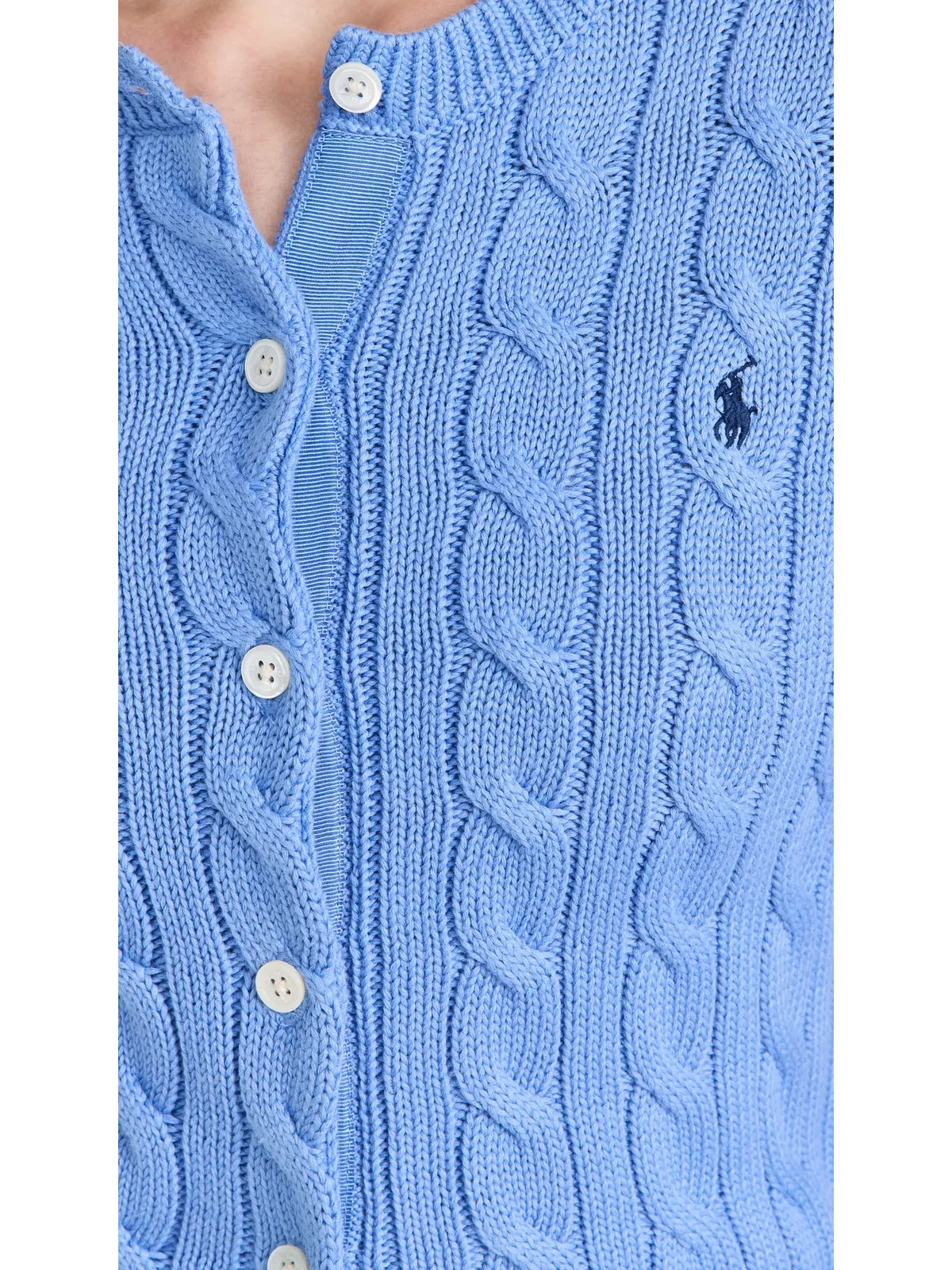 Polo Ralph Lauren コットン ケーブル ロングスリーブ カーディガン 新品 リッチフィールド ブルー M - 画像6