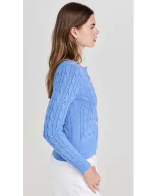 Polo Ralph Lauren コットン ケーブル ロングスリーブ カーディガン 新品 リッチフィールド ブルー M - サムネイル4