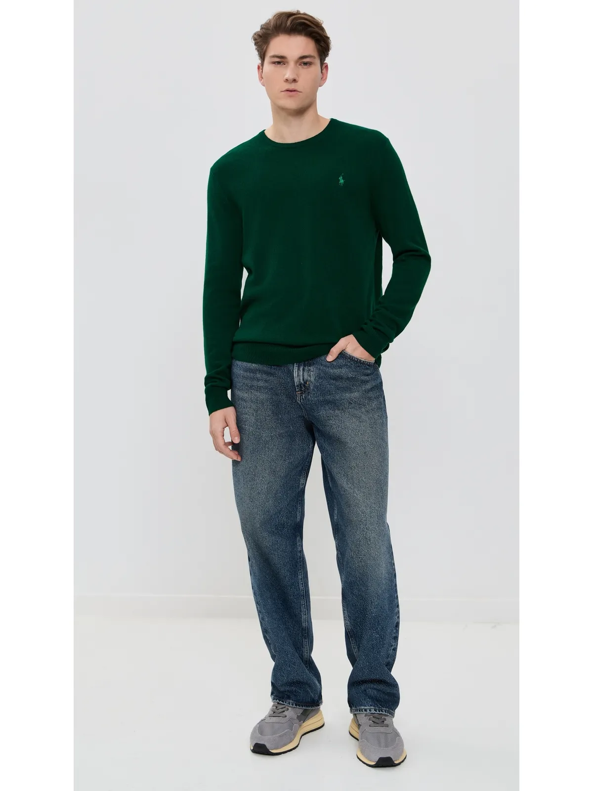 Polo Ralph Lauren オリジナルレーベル ラグジュアリーメリノ クルーネックセーター モスアゲート - 画像5