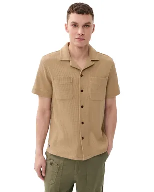 Polo Ralph Lauren コットンリネン ワッフルニット アンディ・キャンプシャツ コースタルベージュ - サムネイル1