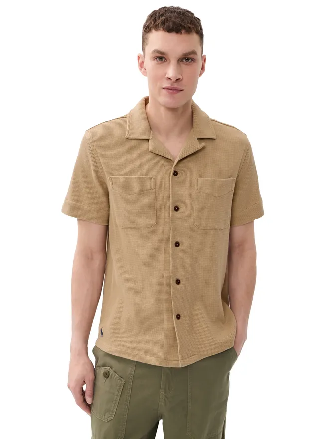 Polo Ralph Lauren Polo Ralph Lauren コットンリネン ワッフルニット アンディ・キャンプシャツ コースタルベージュの商品画像
