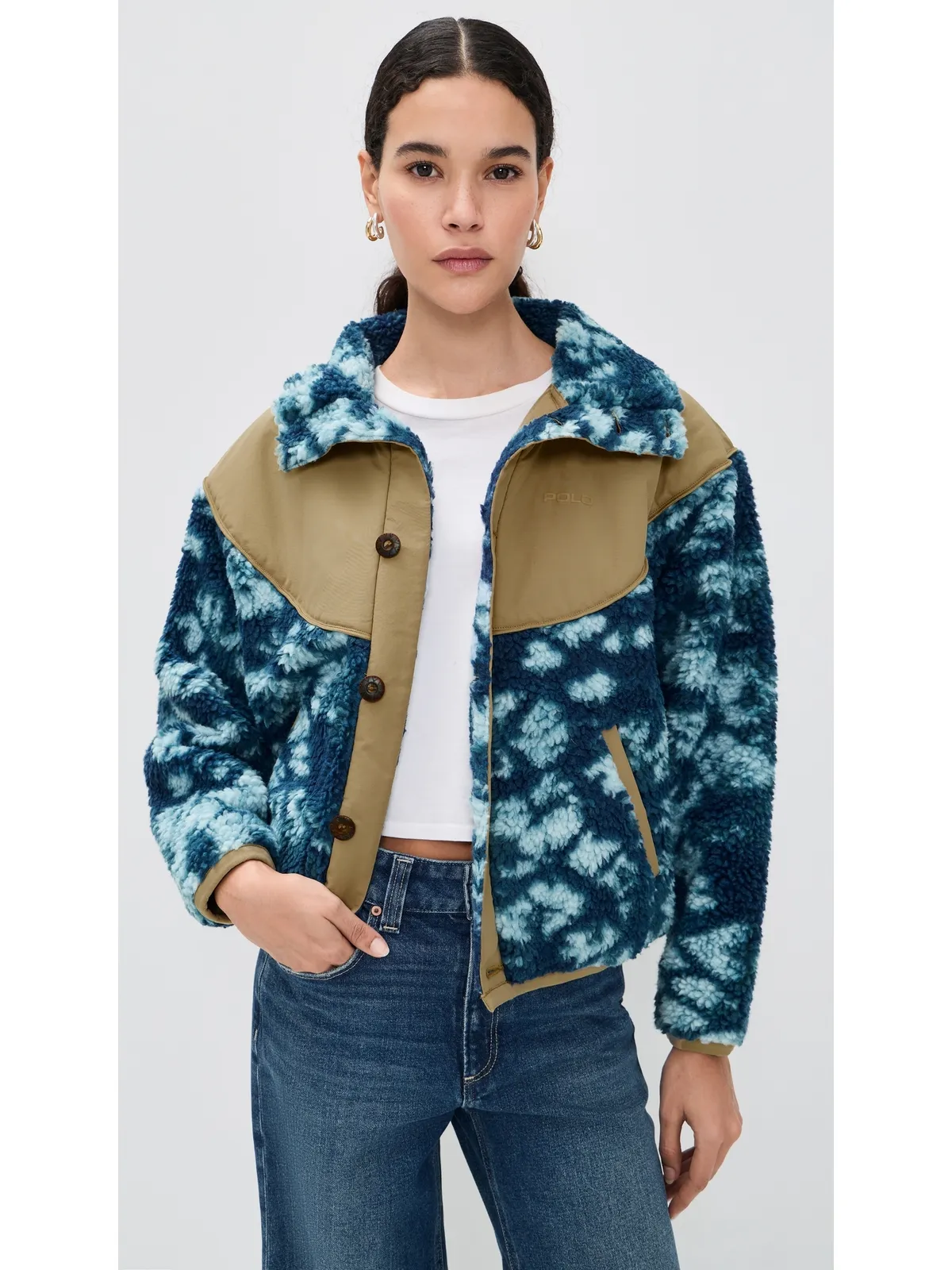 Polo Ralph Lauren ジャカードニット ロングスリーブ ファネルネック ジャケット タイダイ柄 - 画像2