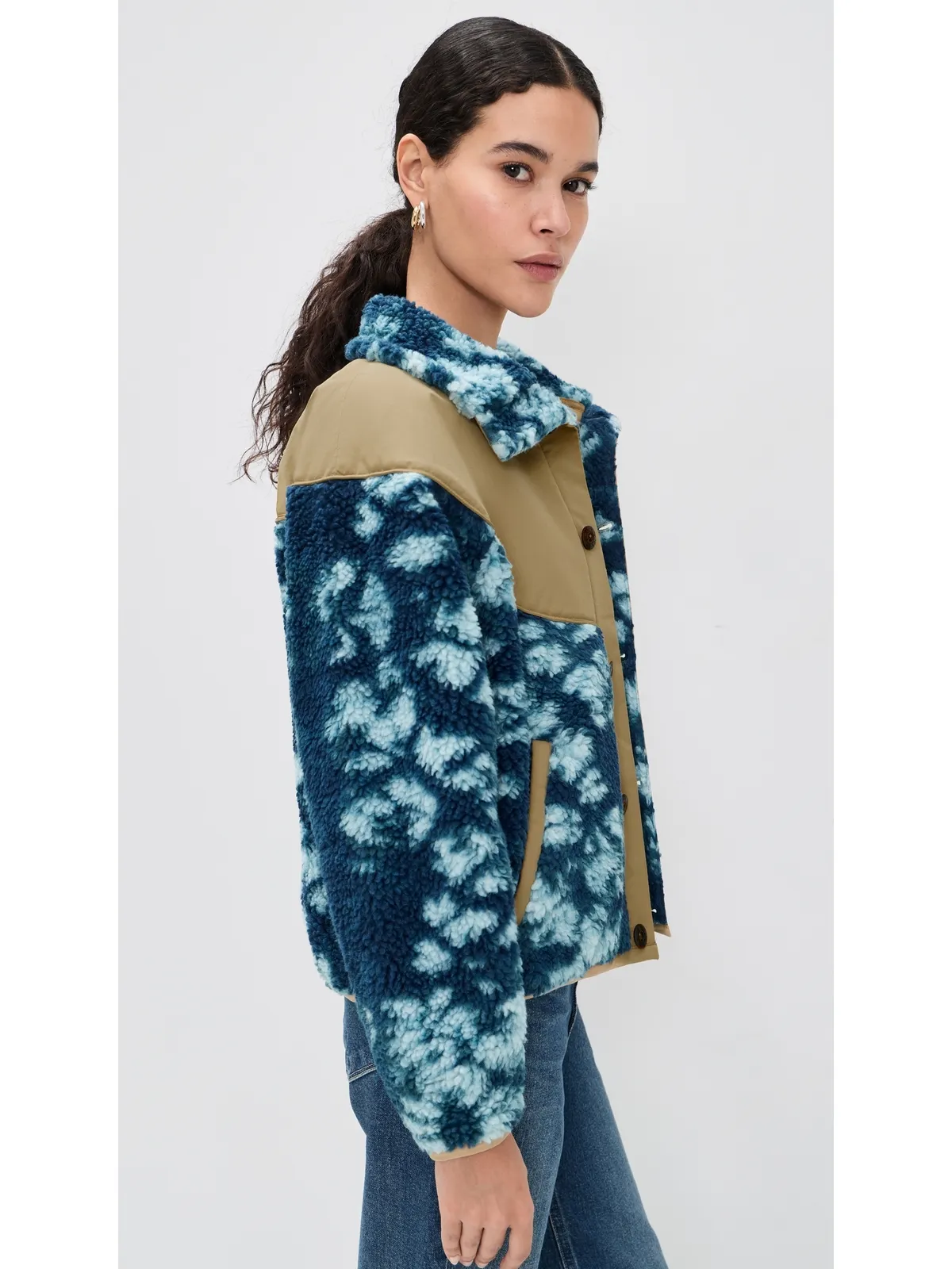 Polo Ralph Lauren ジャカードニット ロングスリーブ ファネルネック ジャケット タイダイ柄 - 画像4