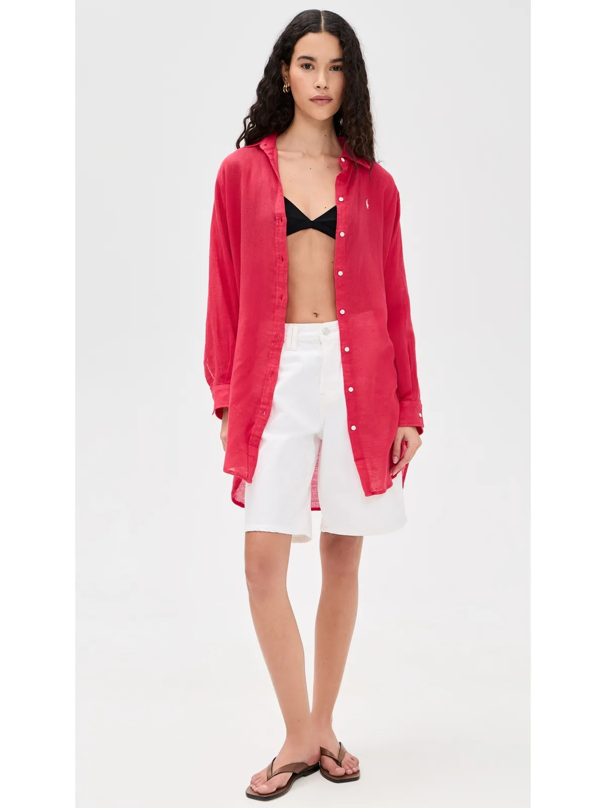 Polo Ralph Lauren ボーイフレンドシャツ Cruise Red - 画像6