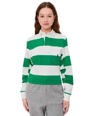 Polo Ralph Lauren ジャージー ポロトップ ビリヤードグリーン/デックウォッシュホワイト - サムネイル1