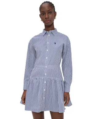 Polo Ralph Lauren 襟付き長袖シャツドレス（ホワイト/フォールロイヤル） - サムネイル1