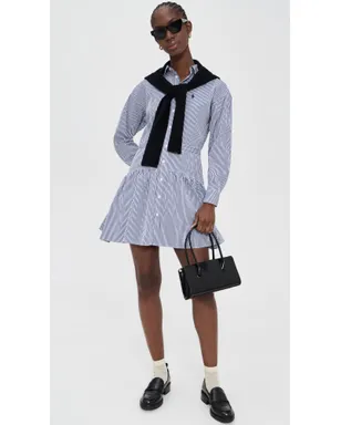 Polo Ralph Lauren 襟付き長袖シャツドレス（ホワイト/フォールロイヤル） - サムネイル5