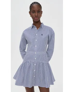 Polo Ralph Lauren 襟付き長袖シャツドレス（ホワイト/フォールロイヤル） - サムネイル2