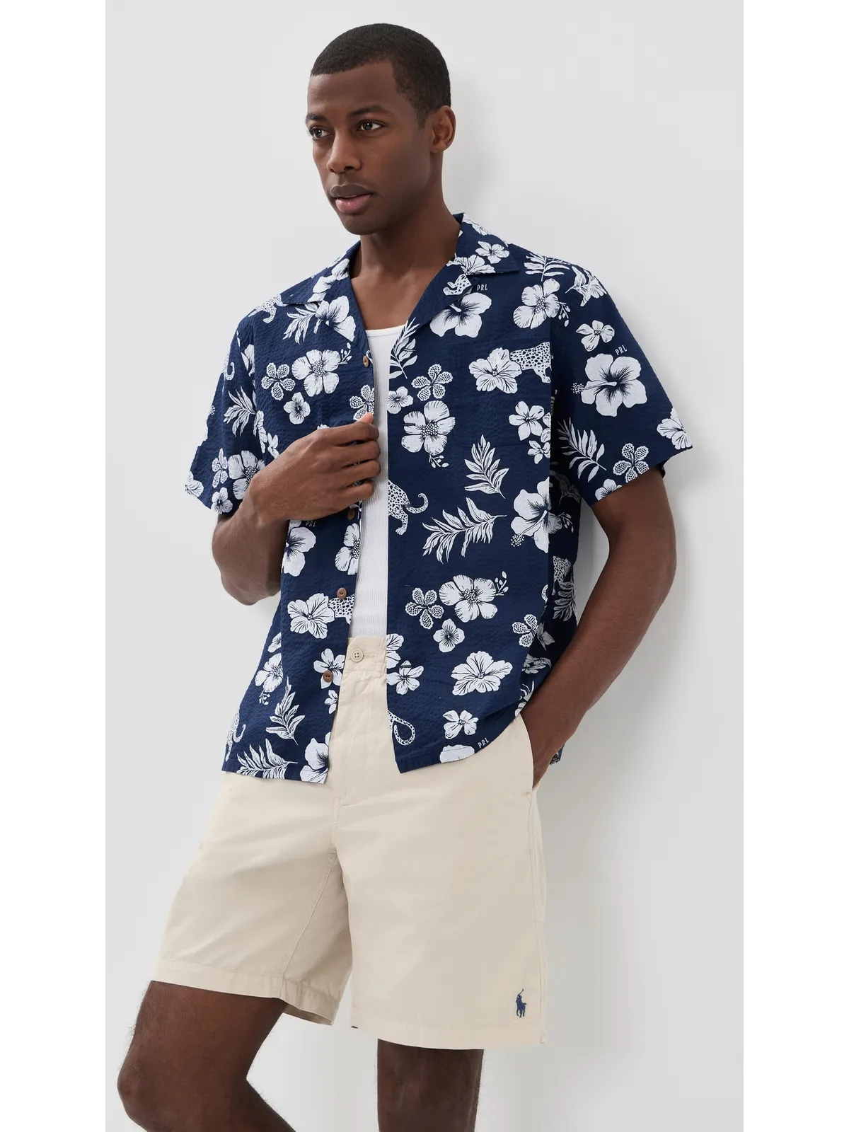 Polo Ralph Lauren ショートスリーブ シアサッカー アンディ・キャンプ シャツ ジャガー トロピカル - 画像2