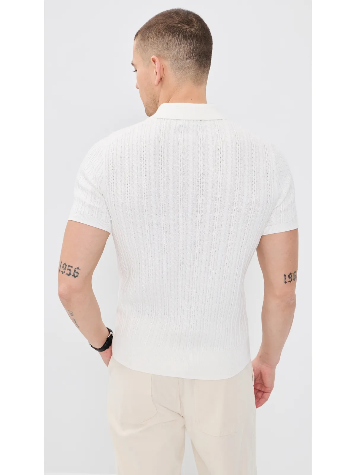 Polo Ralph Lauren ショートスリーブ 軽量ケーブルニット セーター デックウォッシュ ホワイト ネイビーPP付き - 画像3