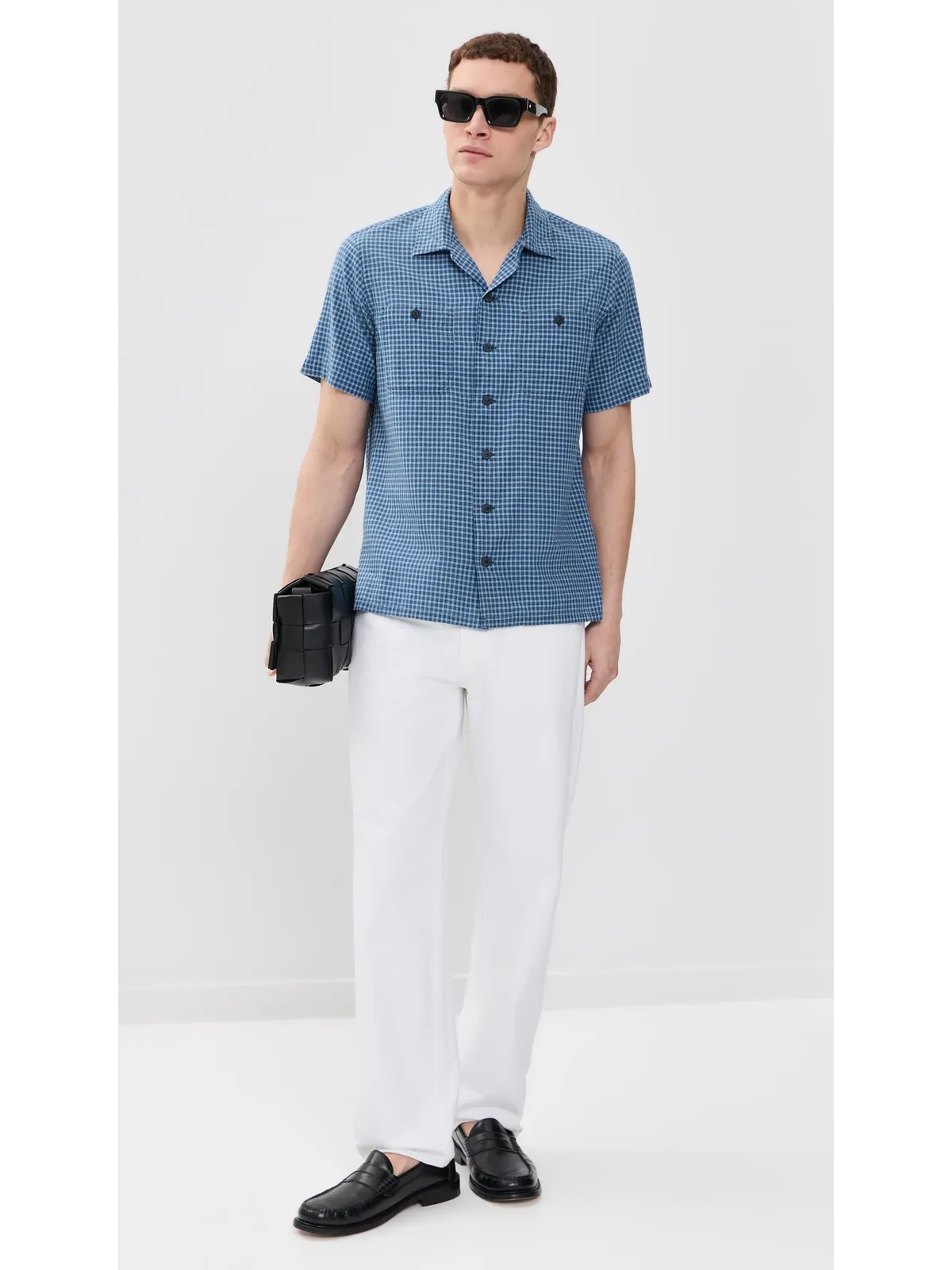 Polo Ralph Lauren ビリー 半袖チェック柄 襟付きシャツ インディゴクリーム - 画像5