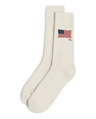 Polo Ralph Lauren 旗柄クルーソックス クリーム色 サイズ10-13 - サムネイル1