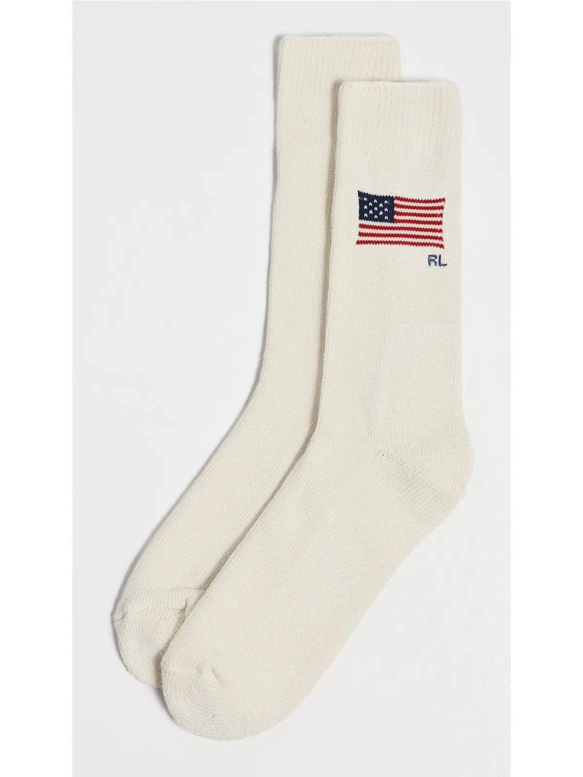 Polo Ralph Lauren 旗柄クルーソックス クリーム色 サイズ10-13 - 画像2