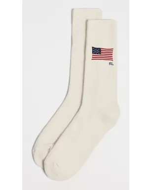 Polo Ralph Lauren 旗柄クルーソックス クリーム色 サイズ10-13 - サムネイル2
