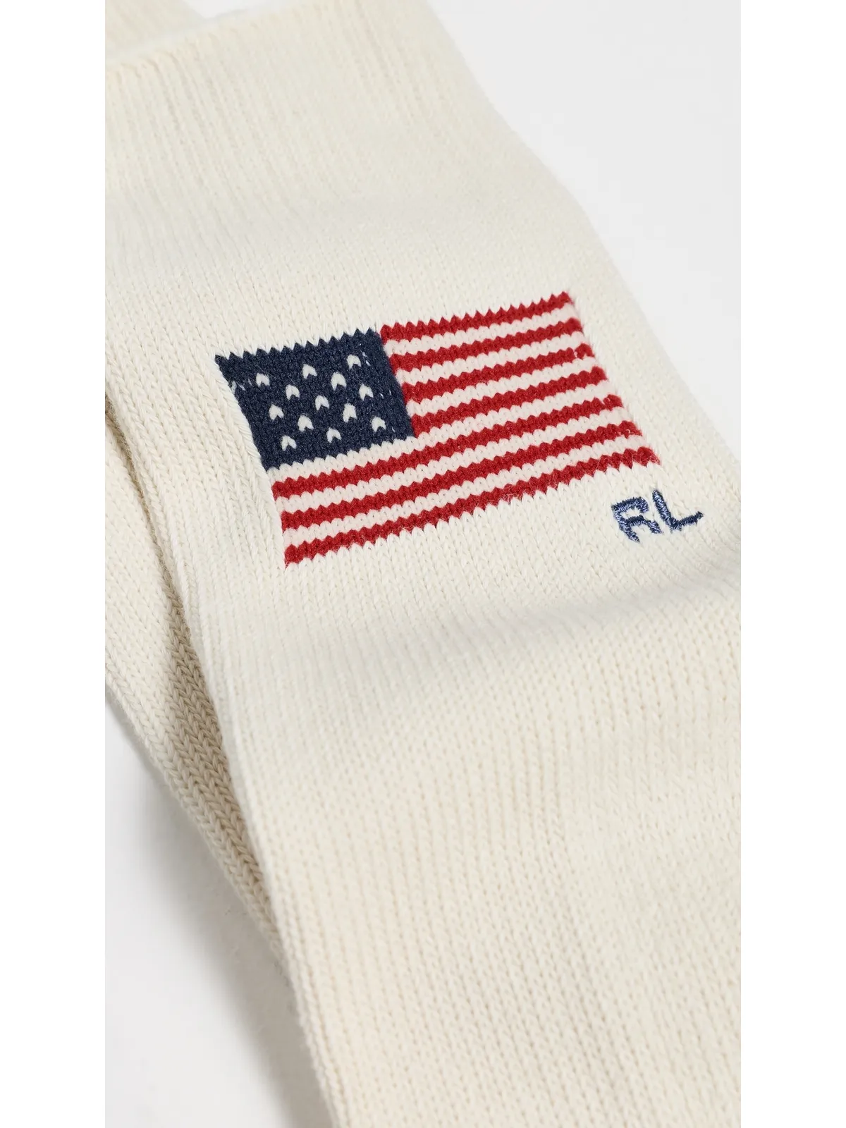 Polo Ralph Lauren 旗柄クルーソックス クリーム色 サイズ10-13 - 画像3
