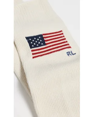 Polo Ralph Lauren 旗柄クルーソックス クリーム色 サイズ10-13 - サムネイル3