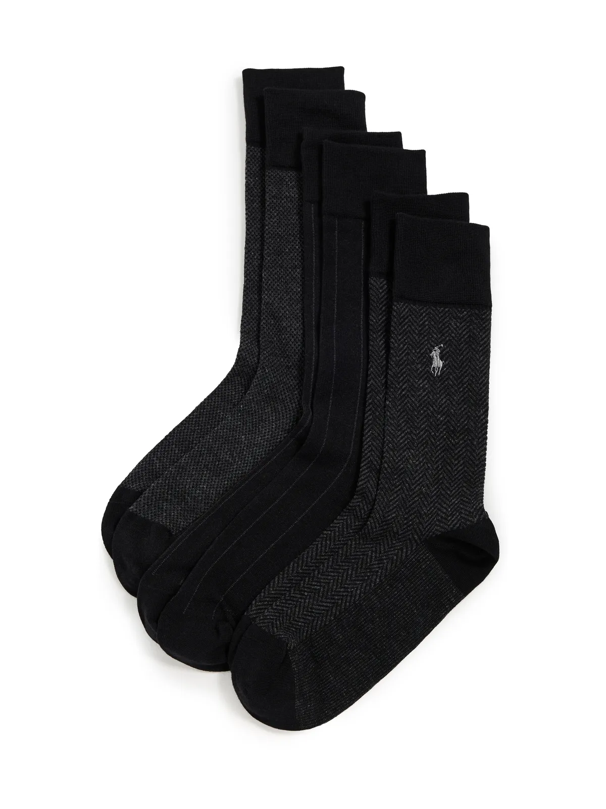 Polo Ralph Lauren クラシックパターン ドレスソックス 3足パック ブラック - 画像1