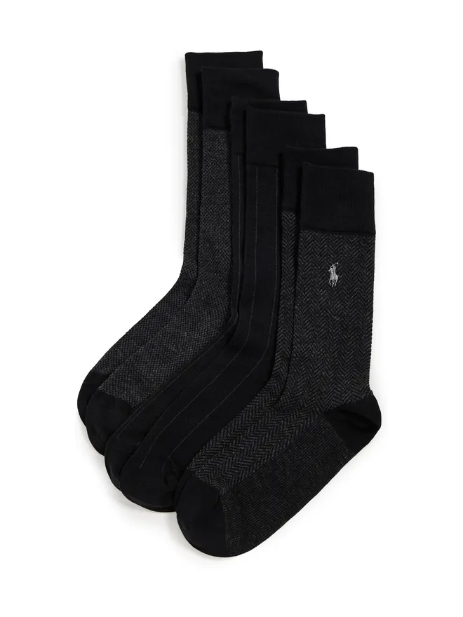 Polo Ralph Lauren Polo Ralph Lauren クラシックパターン ドレスソックス 3足パック ブラックの商品画像