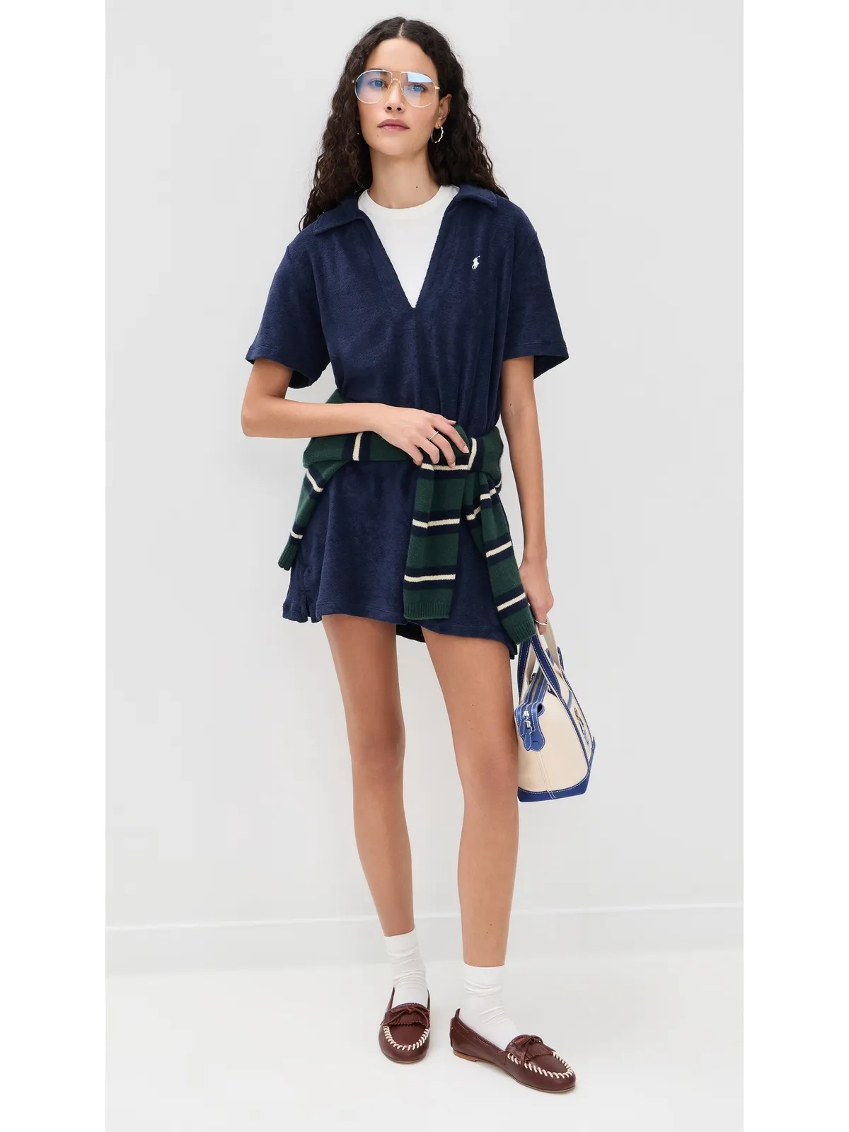 Polo Ralph Lauren テリー素材のカバーアップドレス ネイビーブルー M - 画像2