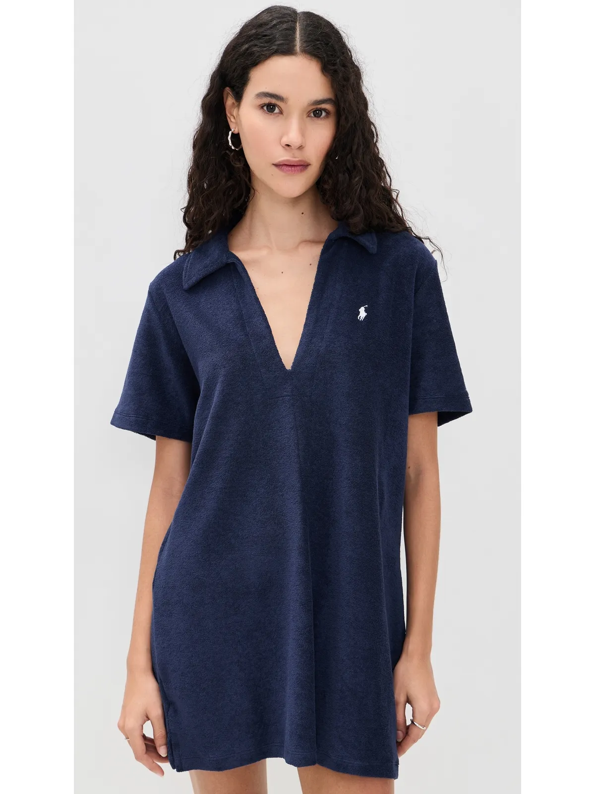 Polo Ralph Lauren テリー素材のカバーアップドレス ネイビーブルー M - 画像3