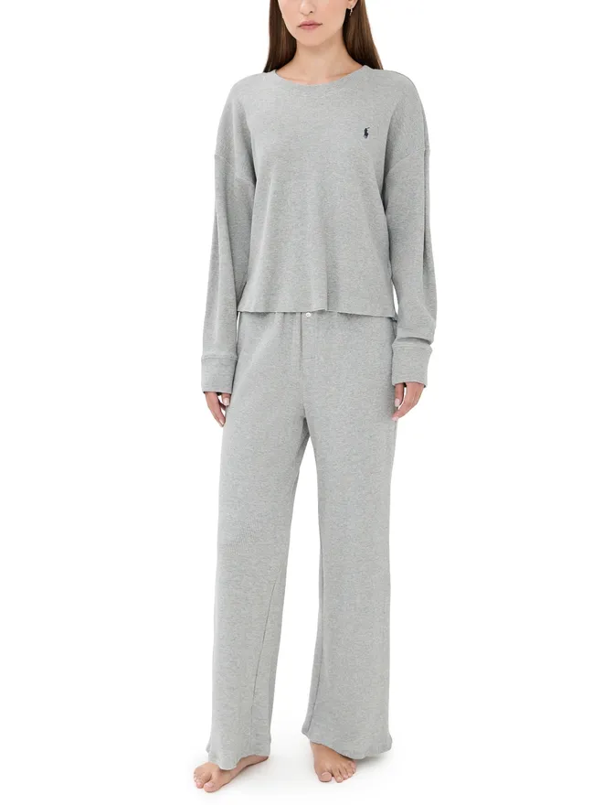 Polo Ralph Lauren Polo Ralph Lauren クルーネック ワイドレッグ パジャマセット ヘザーグレー XLの商品画像