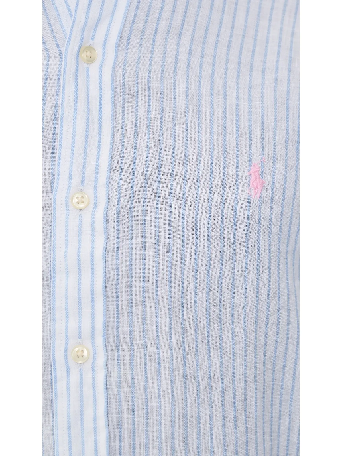 ビンテージ Polo Ralph Lauren ストライプリネンシャツ ホワイト/ブルー - 画像6