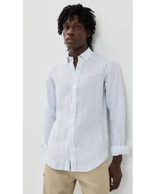 ビンテージ Polo Ralph Lauren ストライプリネンシャツ ホワイト/ブルー - サムネイル2