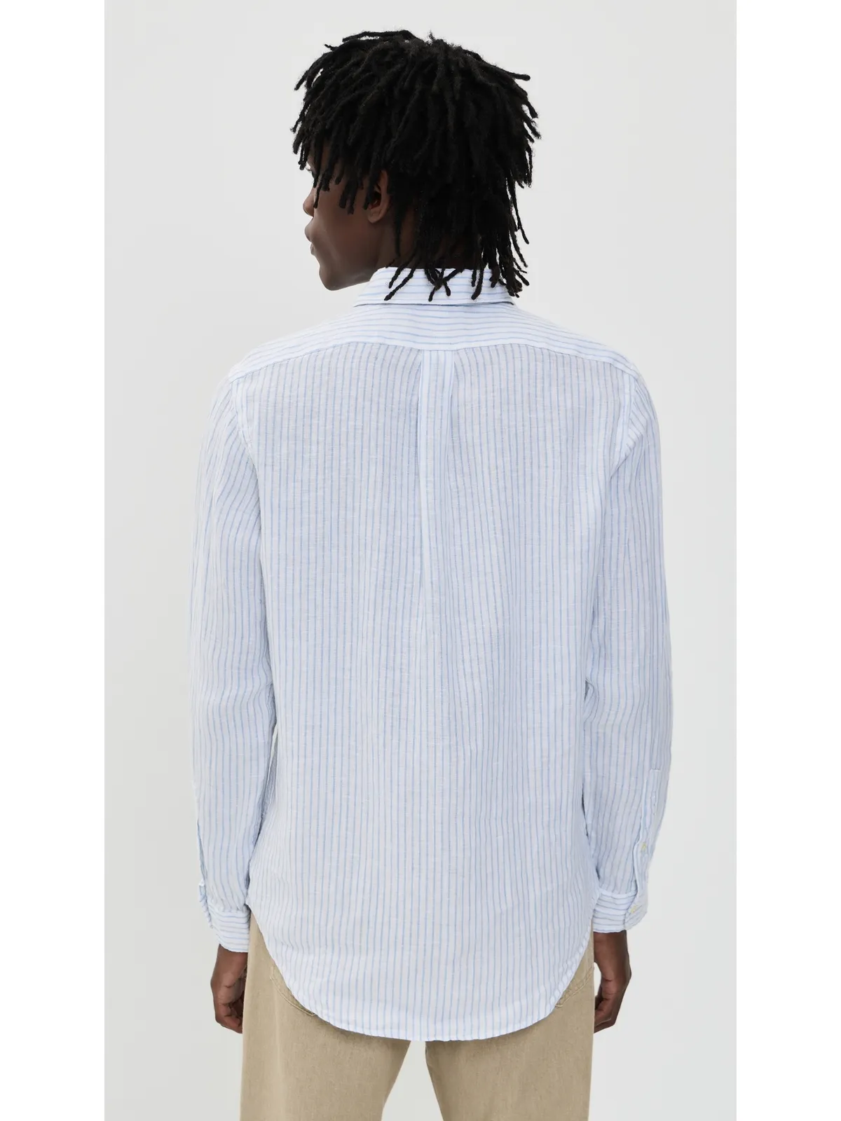 ビンテージ Polo Ralph Lauren ストライプリネンシャツ ホワイト/ブルー - 画像3