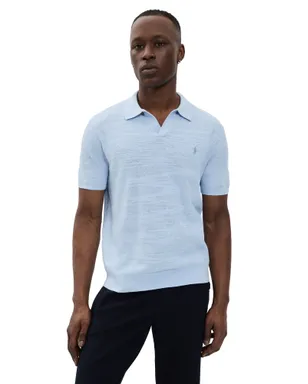 Polo Ralph Lauren ポロシャツ ショートスリーブ コットンブレンド テクスチャード Johnny Polo オフィスブルー/Deckwashホワイト - サムネイル1