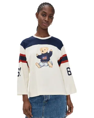 Polo Ralph Lauren ポロベア ジャージー ホワイト/ネイビー - サムネイル1